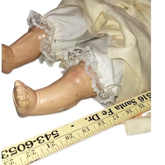 22" 30s or40s VNTG Blue Metal Sleep Eyes, Curly Molded Hair Faint Cry Baby Doll - Picture 16 of 16